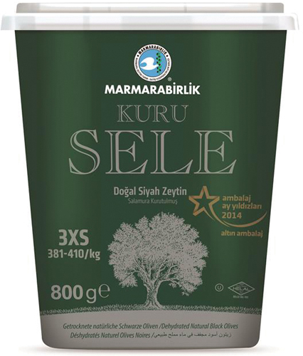Marmara Birlik Gemlik Black Olives Kuru Sele 2XS (Dried Sele) 800Gr Plastic