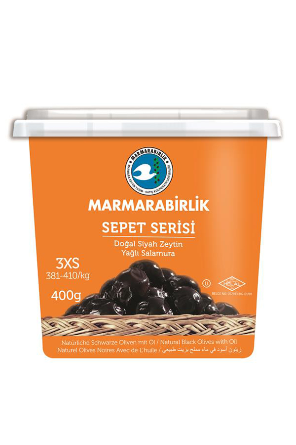 Marmara Birlik Gemlik Black Olives Basket Series 3XS (381-410) 400Gr Plastic