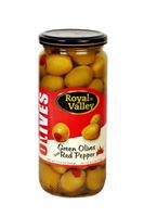 Royal Valley  Green Olives With Red Pepper Glass 500 Cc