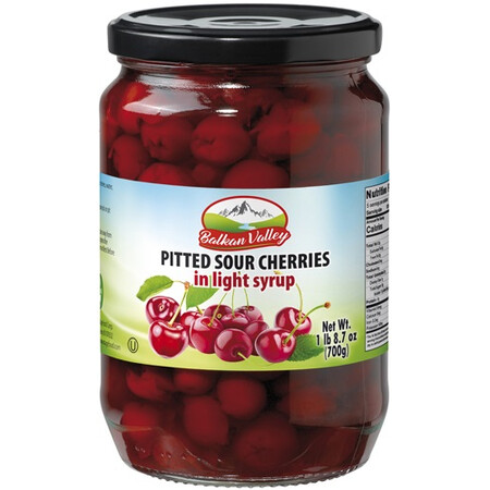 Balkan Valley Pitted Sour Cherries In Light Syrup 700gr