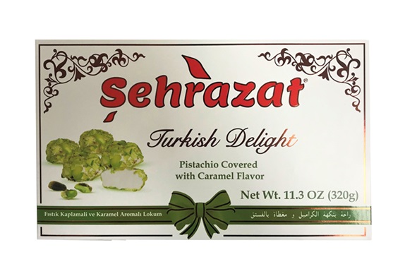 Sehrazat Turkish Delight Pistachio Covered With Caramel Flavor 320Gr