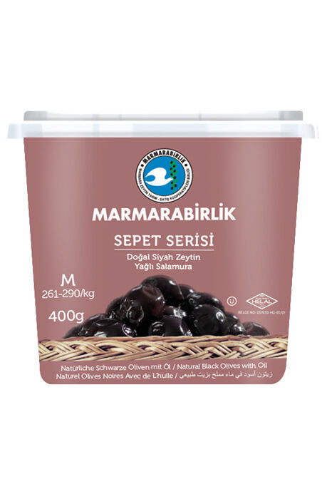 Marmara Birlik Gemlik Black Olives Basket Series M (261-290) 400Gr Plastic