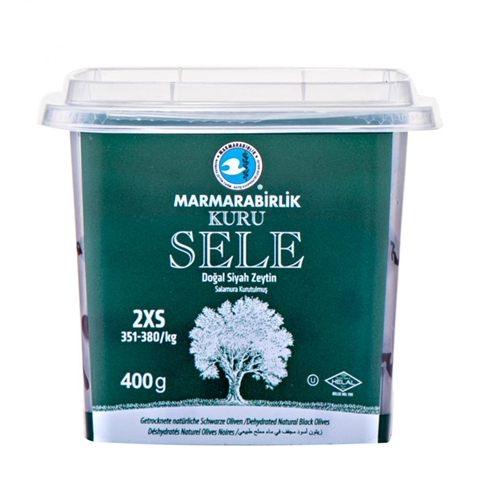Marmara Birlik Gemlik Black Olives Kuru Sele 2XS (Dried Sele) 400Gr Plastic