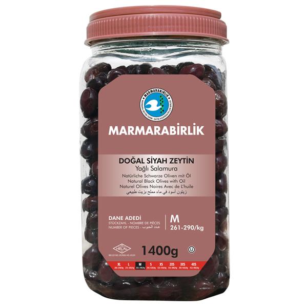 Marmara Birlik Gemlik Black Olives M Super 1400Gr Plastic
