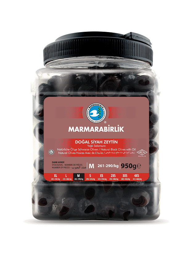 Marmara Birlik Gemlik Black Olives M Super 950Gr Plastic