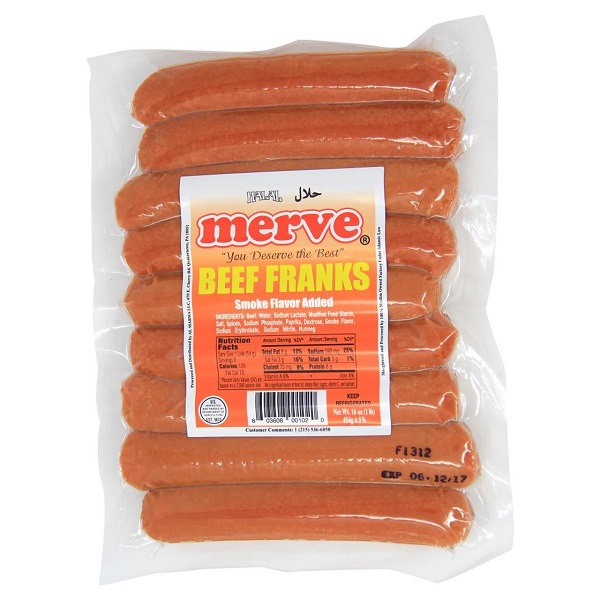 Merve Beef Franks 1Lb