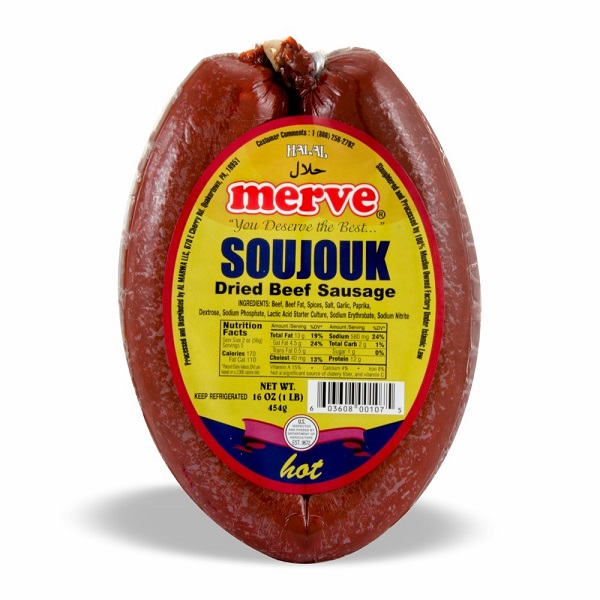Merve Beef Soujouk Hot Round 1Lb