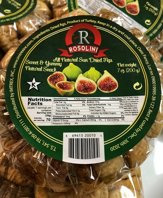 Rosoline Sun Dried Figs All Natural 7oz