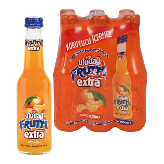 Uludag Frutti Extra Mineral Water W Mandarin 250Ml Glass (6 Pack)
