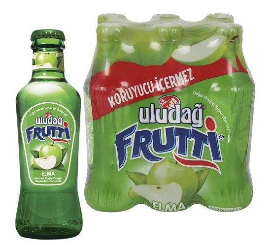 Uludag Frutti Mineral Water W Green Apple 200Ml Glass (6 Pack)