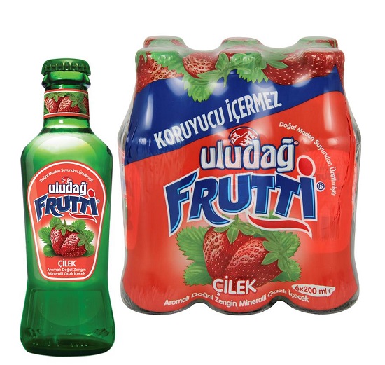 Uludag Frutti Mineral Water W Strawberry 200Ml Glass (6 pack)