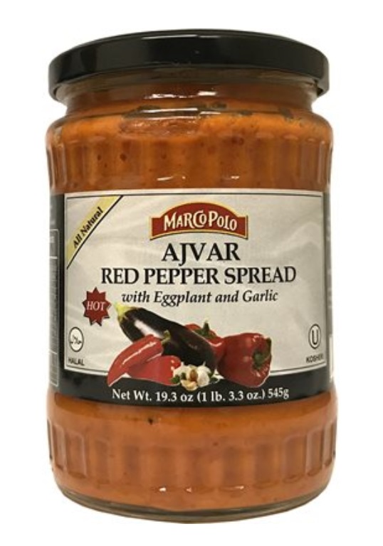 Marco Polo Hot Ajvar Red Pepper Spread 19.3 oz (545g) jars